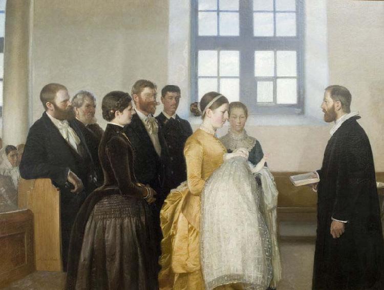Michael Ancher A Baptism oil painting image